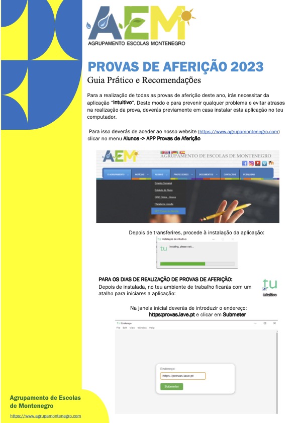 GUIA E RECOMENDAÇÕES PROVAS DE AFERIÇÃO 2023