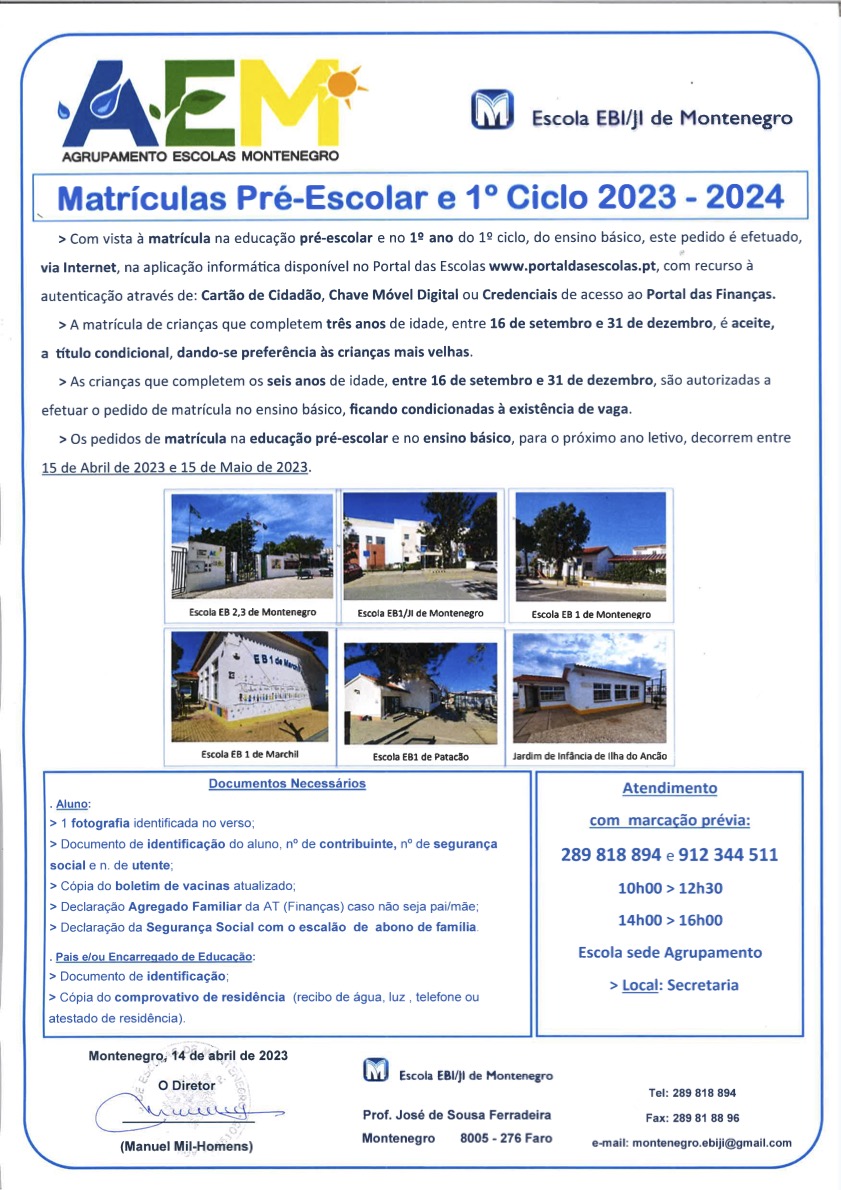 PRÉ 1ºCiclo Matrículas 2023 2024